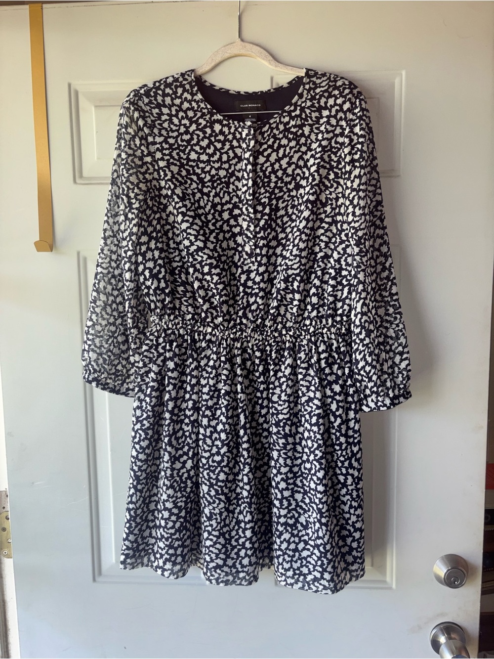 Club Monaco navy/white patterned dress size 4